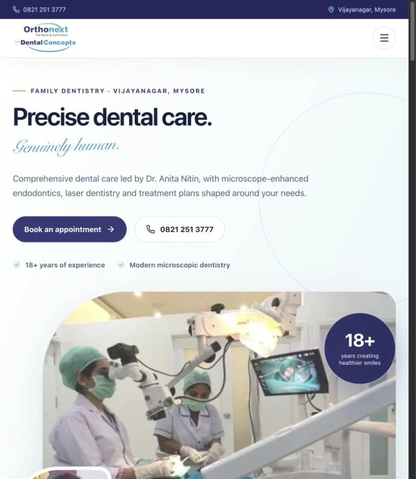 Dental Concepts react dental website project cover